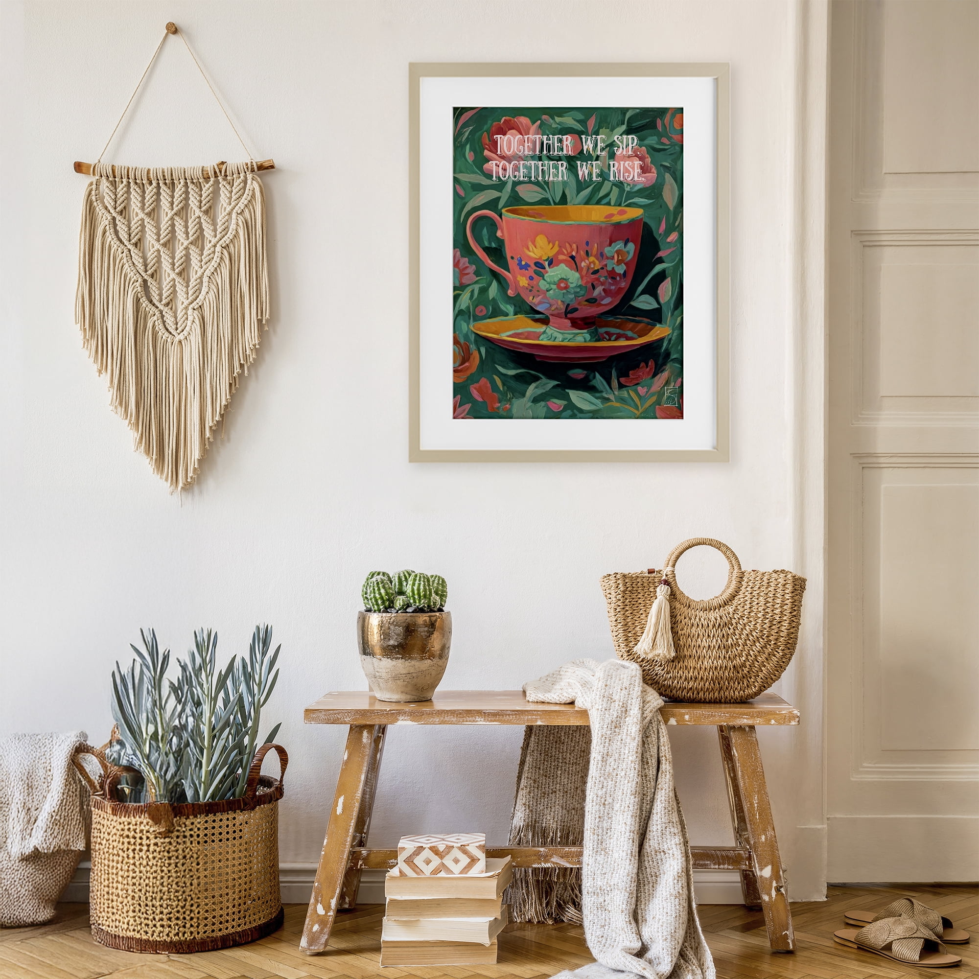 Stupell Industries Together We Sip & Rise Birch Framed Print Under Glass, design by Sara Culpepper