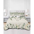 thumbnail image 2 of Full Size Quilt Bedding Set, Sage Green Eucalyptus Reversible Summer Quilt 3 Pieces, Farmhouse Weeping Leaves Linen Lightweight Bedspreads Coverlets with 2 Pillow Shams for All Seasons, 2 of 5