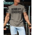 thumbnail image 3 of Gymish Deadlift Dominance Workout T-Shirt for Men, Funny Gym Shirt, Lifting Tee, Deadlift Shirt, Warm Grey with Sleeve Logo, X-Large, 3 of 6
