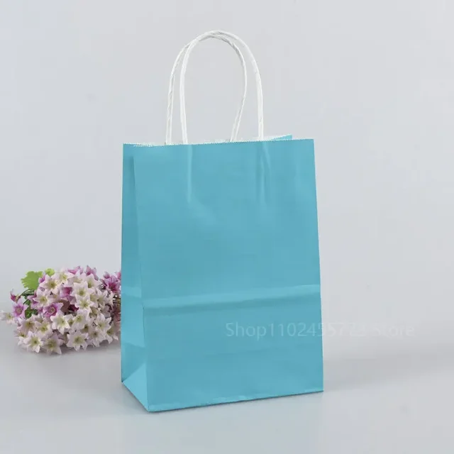 Bolsa de papel Kraft con asas, bolsa reciclable multifunción para compras, 5/10/20/30 piezas