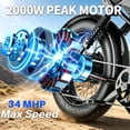thumbnail image 5 of Electric Bike for Adults, 2000W Peak Motor 20"x4.0" Fat Tire Bicycle, 48V 23Ah Removable Battery 80 Miles, 34MPH High Speed Mountain Ebike with Dual Hydraulic Brakes & Full Suspension, and 7-Speed, 5 of 8