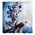 thumbnail image 2 of Ambesonne Ice Blue Shower Curtain, Lady Blowing Snowflakes, 69"Wx84"L, Pastel Purple and Dark Mauve, 2 of 4