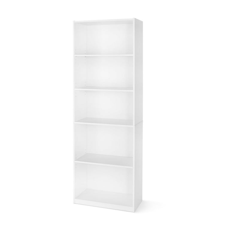 Mainstays 5 Shelf Bookcase with Adjustable Shelves White Walmart