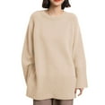 thumbnail image 2 of CENGNIAN No Boundarie Women's Oversized Long Sleeve Sweaters,Crewneck Knitted Pullover Sweater For Ladies,Womens Loose Trendy Outfits Pullover Top,*Beige,Size Free Size, 2 of 9