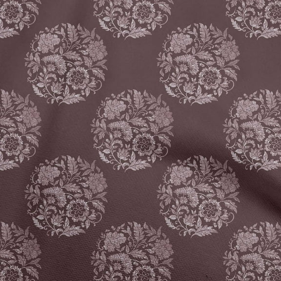oneOone Polyester Spandex Maroon Fabric Asian Batik Floral Sewing Material Print Fabric By The Yard 56 Inch Wide
