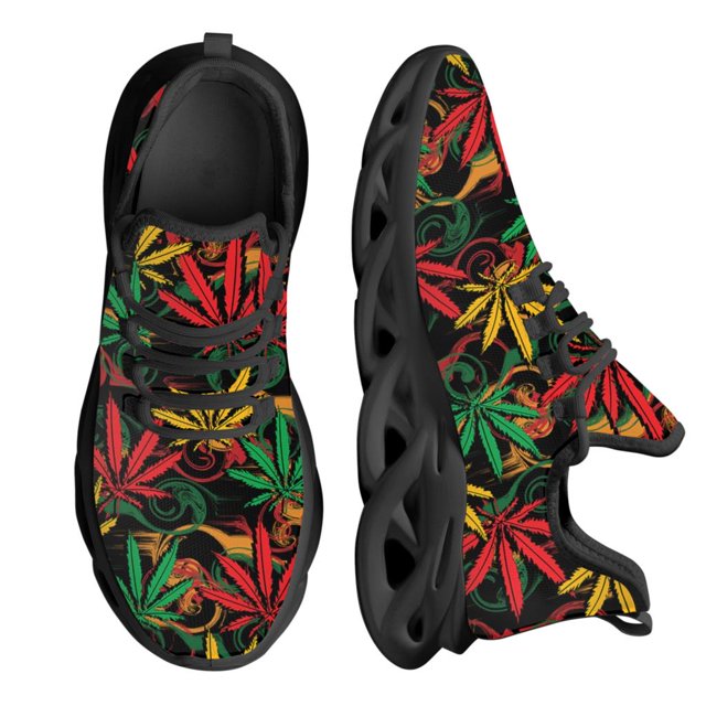Zapatos planos con estampado de hojas de marihuana en 3D para mujer, zapatillas cómodas con cordones, calzado ligero