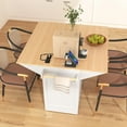 thumbnail image 2 of Grand Îlot de Cuisine Moderne avec 2 Rallonges Rabattables, Chariot de Cuisine Roulant sur 5 Roues avec Prise de Courant, Table de Salle à Manger Pliante pour Cuisine, Salle à Manger (Blanc/pliable), 2 of 9
