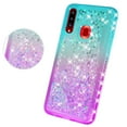 thumbnail image 3 of Compatible for Samsung Galaxy A20S Case with Tempered Glass Screen Protector SOGA Diamond Liquid Quicksand Cover Cute Girl Women Phone Case - Teal / Purple, 3 of 5