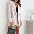 thumbnail image 6 of Oplxuo 2 Piece Set Women Outfit Summer Cotton Linen Business Casual Outfits Lightweight Blazer and High Waisted Shorts Set, 6 of 7