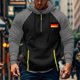 thumbnail image 1 of Ceisia Men's Flag Print Color Block Embroidered Gift Pocket Half Zip Drawstring Casual Athletic Hoodie, 1 of 4