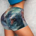 thumbnail image 4 of Balery Ink Style Wave Dragon Printed Workout Shorts for Women Seamless Scrunch Short Gym Yoga Running Sport Active Exercise Fitness Shorts-Small, 4 of 8