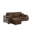 thumbnail image 2 of Devion Furniture 95" Wide Reversible Fabric Sofa Bed & Chaise&Ottoman and designed arm-Color:Brown, 2 of 6
