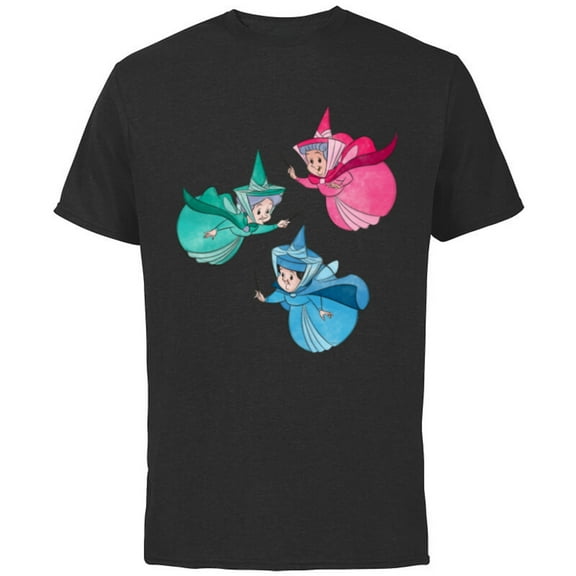 Disney Sleeping Beauty Good Fairies Flora Fauna Merryweather - Short Sleeve Cotton T-Shirt for Adults - Customized-Natural