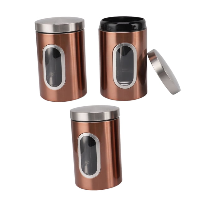 Stainless Steel Airtight Canisters Coffee Storage, Large Capacity Food Grade Container with Visible Window for Coffee Beans Multifunctional Kitchen Canister Set