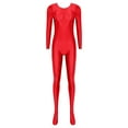 thumbnail image 5 of YONGHS Womens Glossy Spandex Full Bodysuit Costume Dance Zentai Unitard Long Sleeve Jumpsuit Burgundy M, 5 of 7