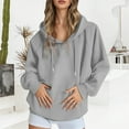 thumbnail image 2 of Womens 2025 Oversized Hoodies Long Sleeve Drawstring Solid Sweatshirts with Pocket Loose Fit Going Out Fall Fashion Outfits, 2 of 7