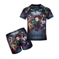 thumbnail image 1 of Demon Slayer Boys 2-Piece Swimsuit Set, Short Sleeve Rash Guard & Swim Trunks, 1 of 7