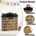 thumbnail image 4 of 13"  Birthday  Bag with Tissue Paper and Greeting Card, Black Happy Birthday Lettering Design  Paper Bag for Men, Women,  (Black), 4 of 6