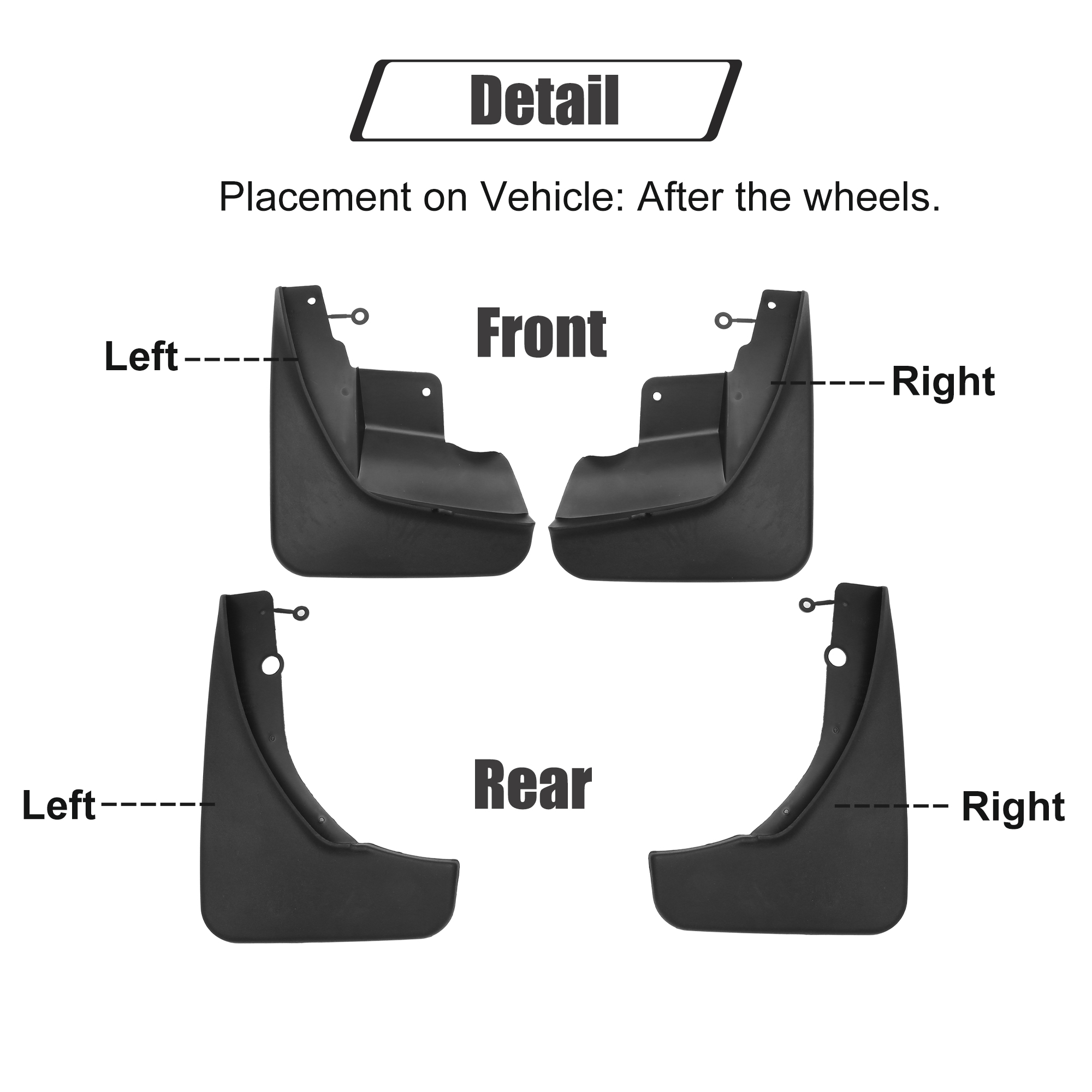 1 Set Mud Flaps Splash Guard No-Drill Mudguards Wheels Protection Set with Hardware for Jeep