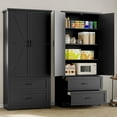 thumbnail image 4 of FANRAL 71” Tall Pantry Organizers and Storage Cabinet with Barn Doors & Drawers,Adjustable Shelf for Kitchen Dining Room Living Room Bathroom Office,Black Pantry Cabinet, 4 of 8