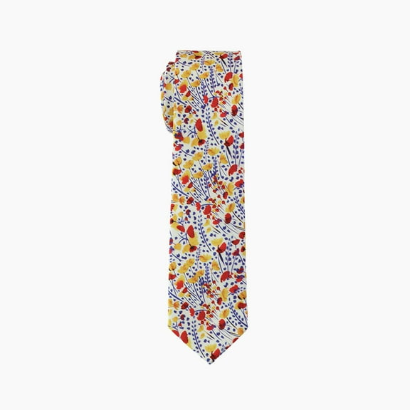 Multicolor Flower Pattern Skinny Necktie, Men's Cotton Necktie