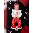 thumbnail image 6 of Loicainy Infant Baby Girl Christmas Outfit 3 6 12 18 Months Long Sleeve Romper Santa Print Pants Headband, 6 of 9