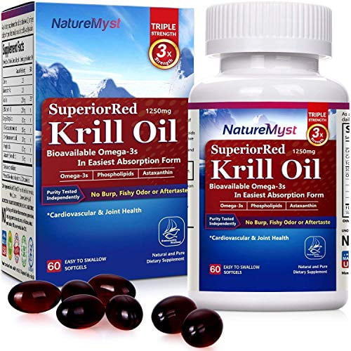 NatureMyst Krill Oil, 1250mg, Professional Grade 60 Liquid Softgels