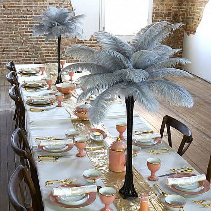 ZUCKER - Eiffel Tower Vase - Feather Centerpiece Decoration for Wedding,  Parties and Events - Ostrich Feather and Vase Set - Black Vase/White  Ostrich