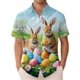 thumbnail image 5 of CONZONE Easter Mens Buttons Down Shirts Short Sleeve Shirts for Men Trendy Cartoon Bunny Egg Graphic Lapel Soft Lightweight Tops, 5 of 5