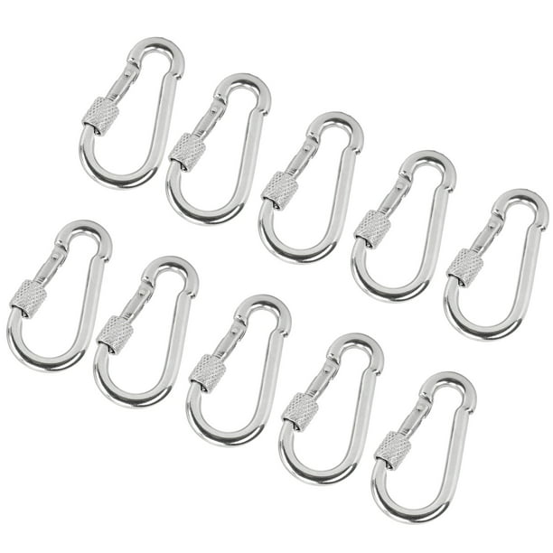 10Pcs Snap Hook Stainless Steel Spring Carabiner Safety Rope