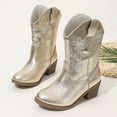 thumbnail image 2 of BOBOGOJP Girls Boys Western Cowboy Boots, Western Riding Shoes for Toddler Little Kids Gold for Size 12.5, 2 of 9
