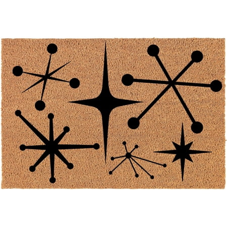 Welcome Doormat Coco Coir Door Mat Starbusts Mid Century Modern Art Deco Retro (30" x 18")