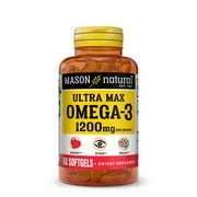 Mason Natural Ultra Max Omega 3 1200 mg, Supports Eyes, Brain, and Heart Health, 60 Softgels