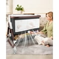 thumbnail image 5 of 4 in 1 Baby Bassinet Bedside Sleeper W/ Wheels,Storage Basket,Adjustable 7 Heights,Mosquito Net,Matress,Breathable Mesh Crib for Infants Toddler,Black, 5 of 7