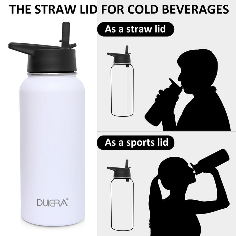 32 Oz Insulated Water Bottle With Straw & Spout Lid Leak Proof
