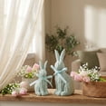 thumbnail image 6 of Easter Bunny Decoration Set, Two-Piece Set (Large And Small) With Blue Wicker Effect, Spring Farmhouse Style, Indoor Easter Bunny Decorations And Gifts, With Bow,4.3In、5.9 In,Green., 6 of 6
