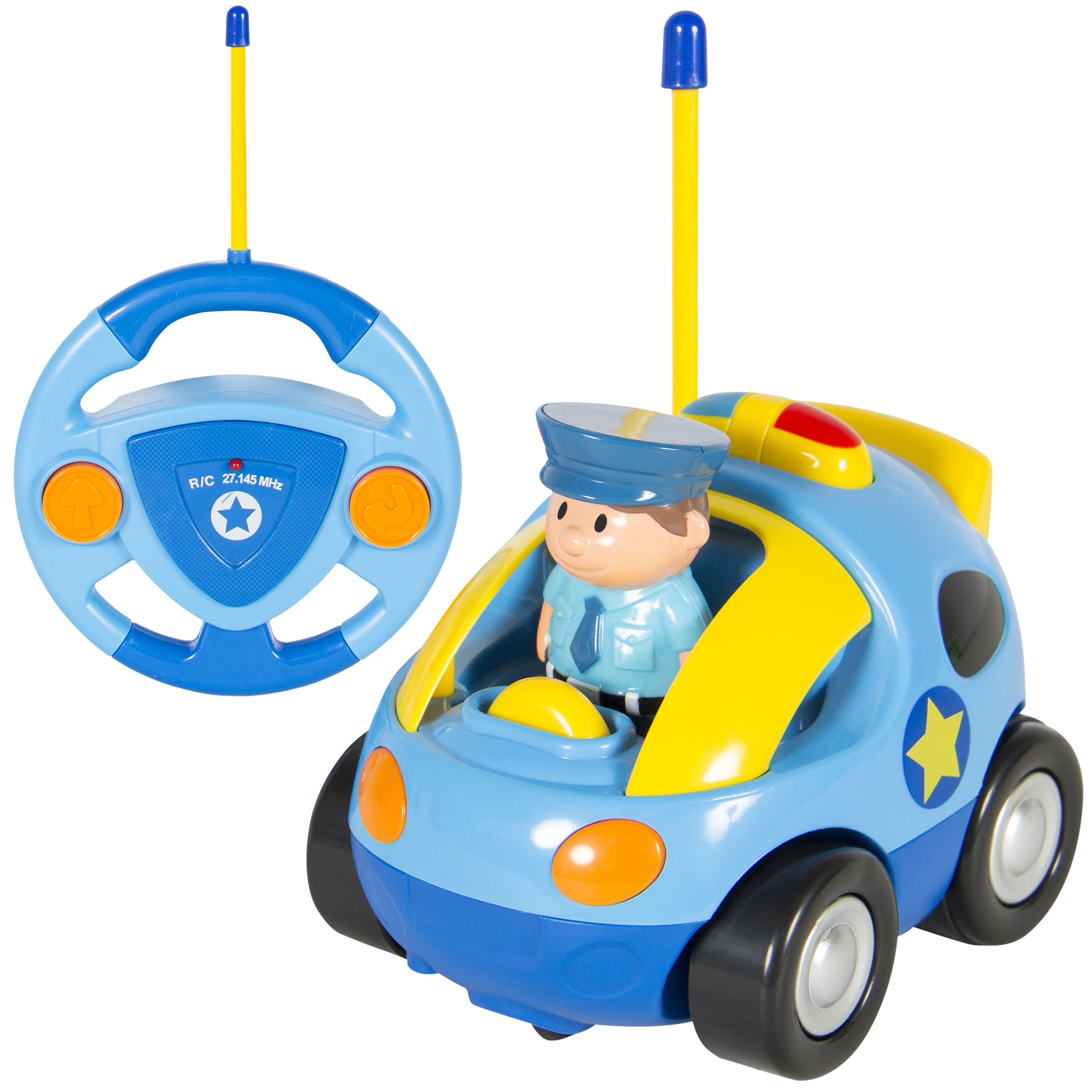 Best Choice Products 2-Channel Beginners Kids Remote Control Cartoon Police Car - Blue/Yellow - image 1 of 5
