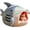 Blue, variant on QWINEE Cat Mat Shark-Shaped Kennel Kitten Bed Hideout House Warm Soft Comfortable Semi-Closed Cat Dog Nest