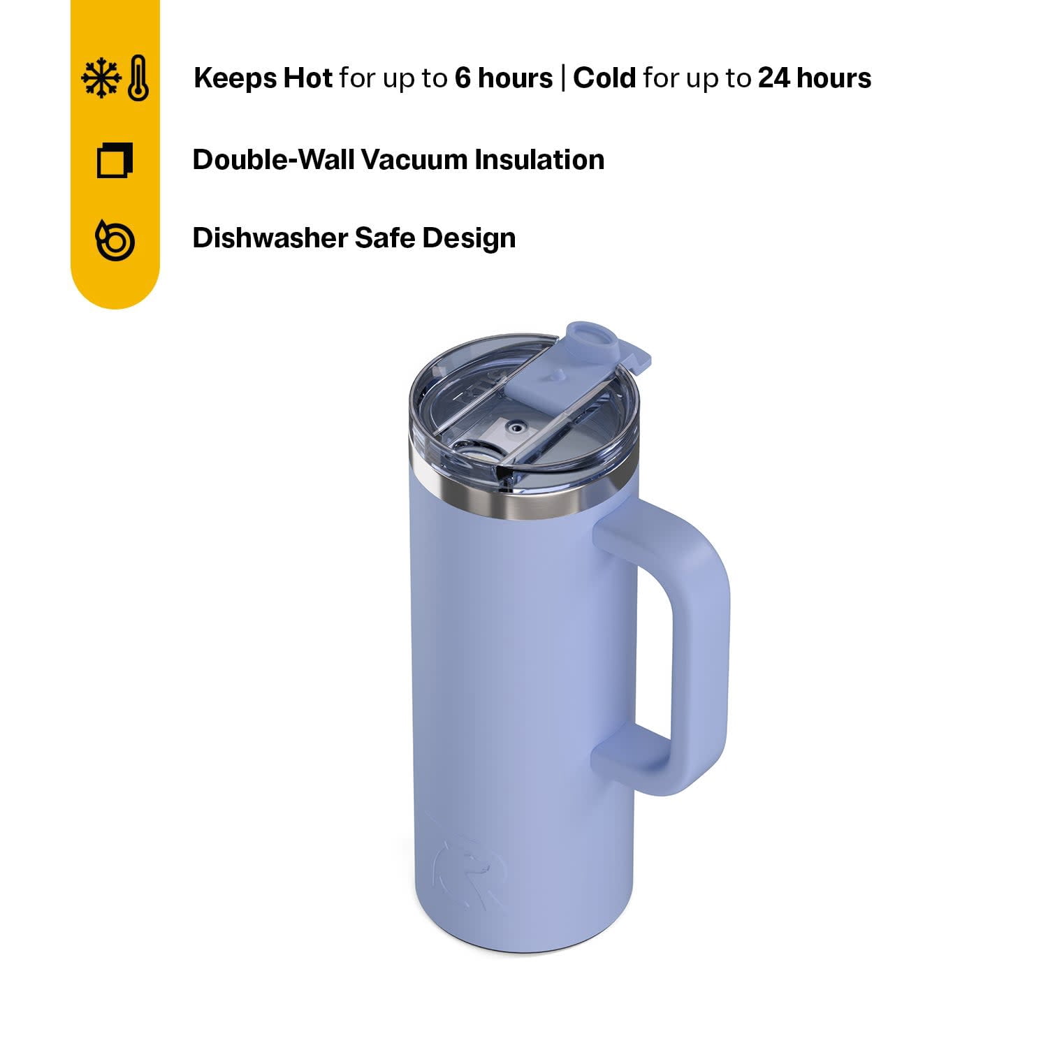 RTIC Road Trip 20 oz Ceramic Lined Leak-Resistant Lid Travel Mug, Periwinkle