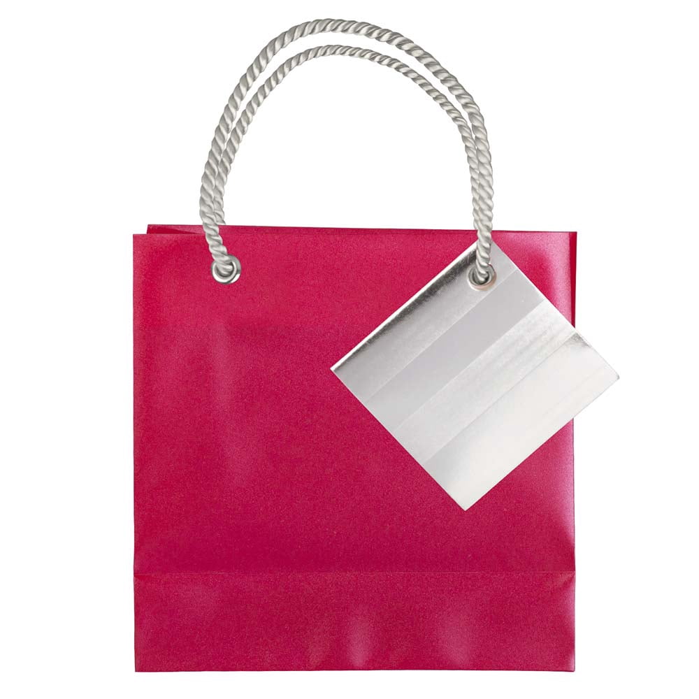 JAM Paper Opaque Gift Bags, 5.75 x 5.75 x 2.5, Red, 100/Pack, Mini