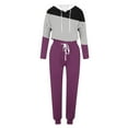 thumbnail image 3 of Brondbend Sweat Suits for Womens 2 Piece Tracksuit Women Hooded Long Sleeve Multicolor Pullover Elastic Waist Drawstring Pockets Sweatpant Set Loose Fall Athletic Outfits,Purple, 3 of 4