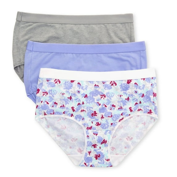 Women's Hanes 40XTSA Ultimate X-Temp ComfortBlend Brief Panty - 3 Pack (Blue/Concrete/Melon 8)