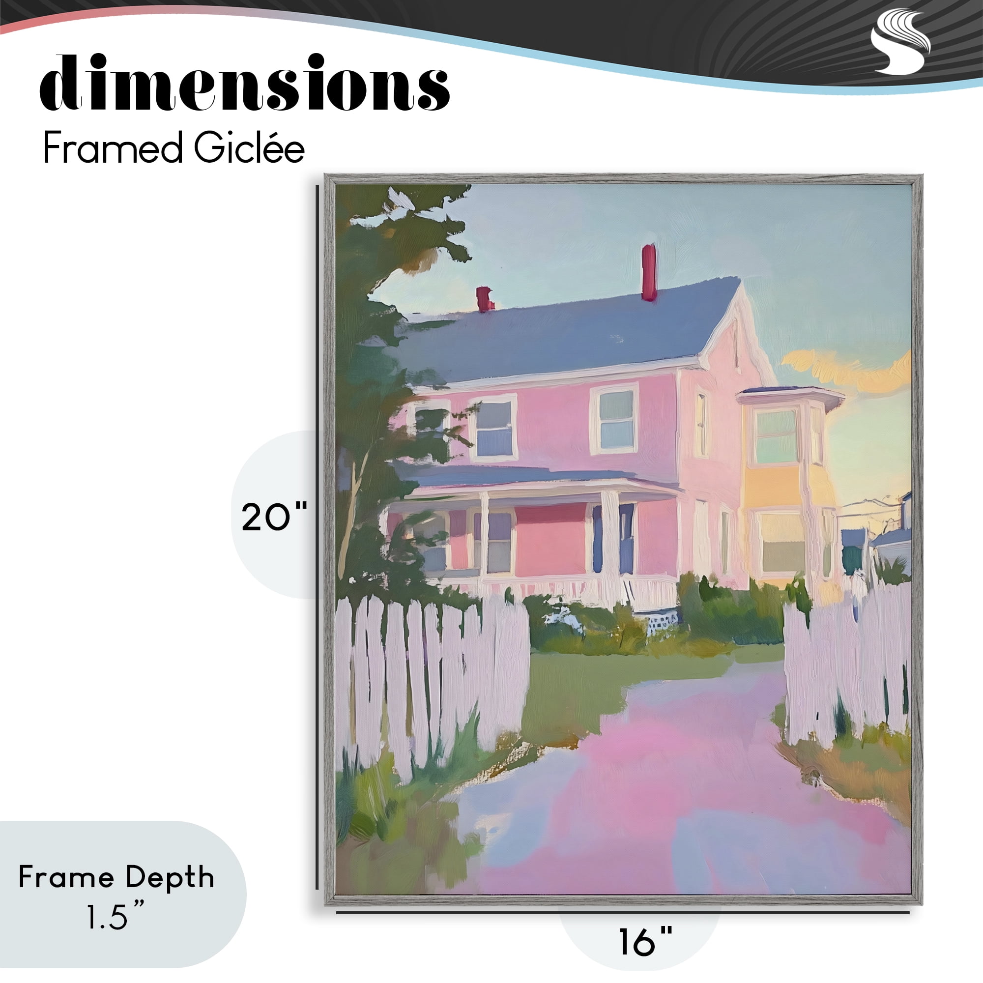 Stupell Industries Pastel Pink House with Fence Gray Framed Giclee Art, design by The Prints Vibe