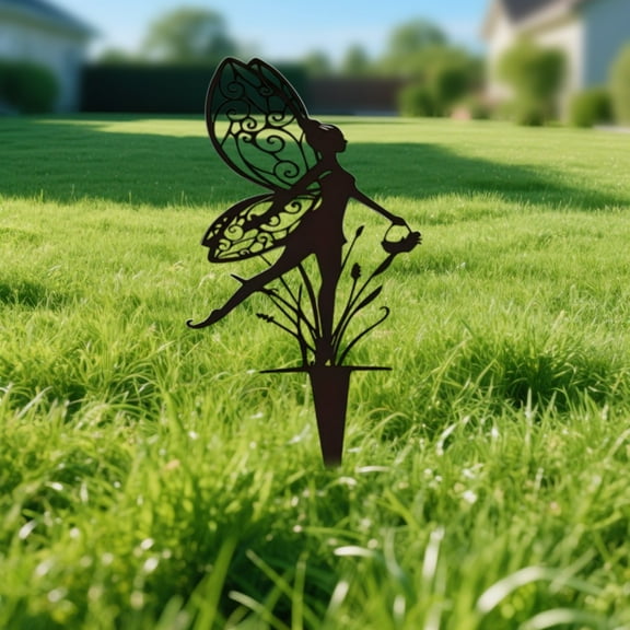 Kannior Outdoor Decorative Garden Stakes Metal Dancing Fairy Sculpture for Yard, Lawn, Flower Beds, Patio, Balcony and Outdoor Decoration Gifts