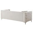 thumbnail image 5 of HomeStock Rustic Revival Sofa in Ivory, Stylish Velvet Sofa with Jeweled Button Tufting and Chrome Plated Legs, Comfortable Design with Throw Pillows Included , 86" x 34" x 30"., 5 of 5