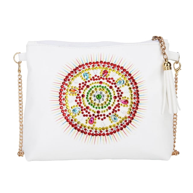 Bolso de Embrague de Cuero Estuche de Cosméticos de Pintura de Diamnates Arte - Flor de mandolina blanca, talla única Sunnimix Pintura de diamante 5D DIY