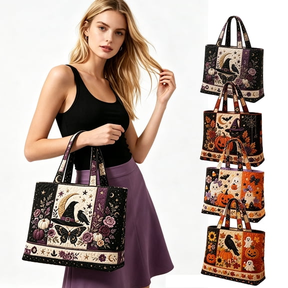 Women's Reusable Shopping Bag,Halloween Pumpkin Handbag for Outdoors, Vacations, Travel Tote Bags