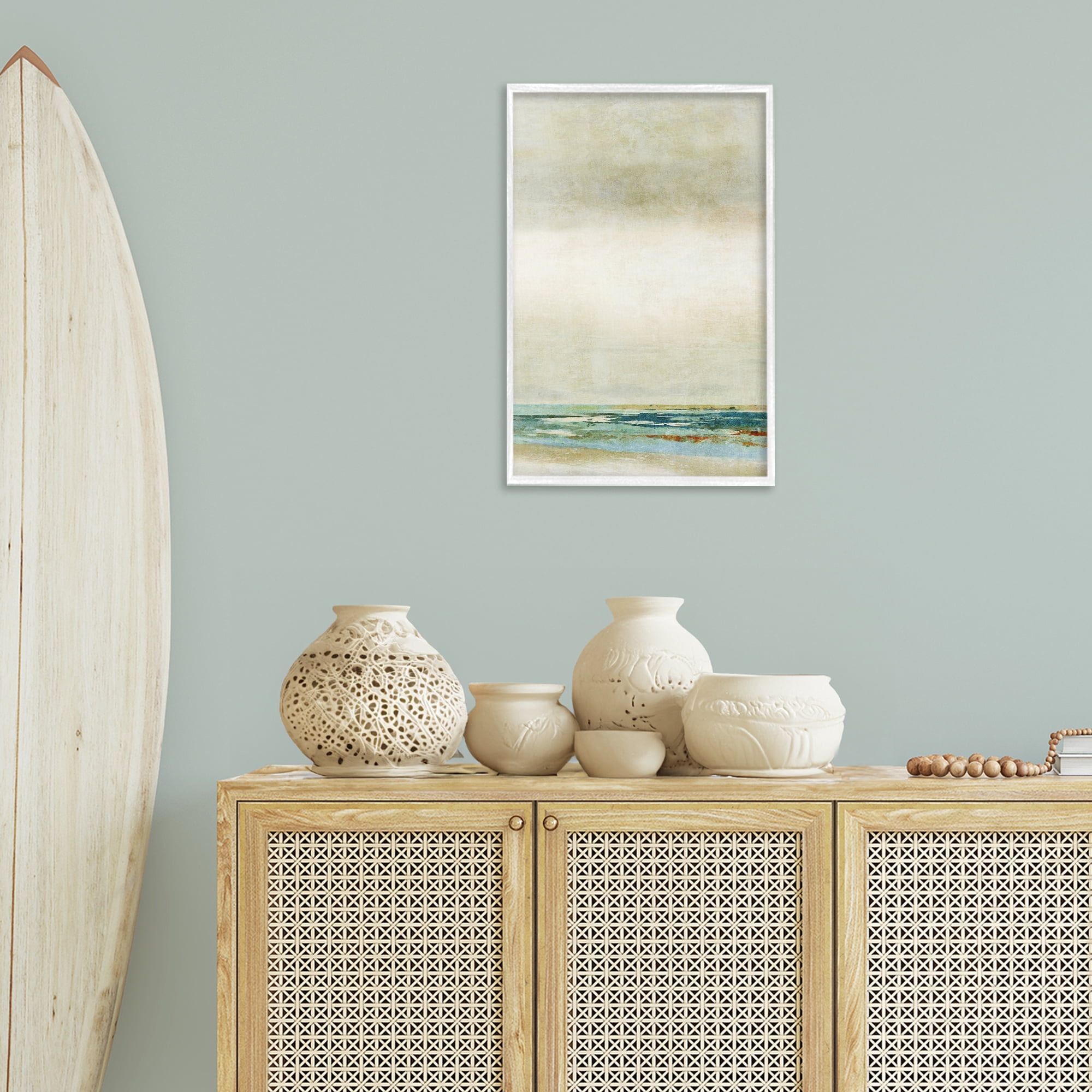 Stupell Industries Neutral Beige Beach Abstraction Abstract Painting White Framed Art Print Wall Art, 16 x 24