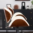 thumbnail image 4 of YOUNIKE Modern 24”H Swivel Barstool, Adjustable Height Counter Stool with Bentwood, Faux Leather Upholstered Bar Stool with Metal Frame, White, 4 of 19