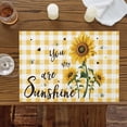 thumbnail image 2 of Sunflower Placemats for Dinning Table Set of 6, Yellow Plaid Lattice You Are My Sunshine Burlap Kitchen Place Mats Waterproof Cloth Table Mats, Indoor Outdoor Placemats Easy Clean Dinner Decor, 2 of 8
